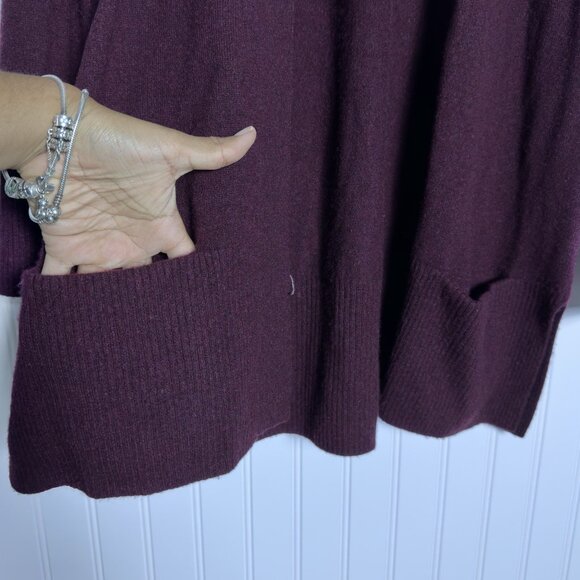 L.L.Bean Women's Blue 100% Cashmere Open Cardigan Sweater Size Large - Picture 6 of 11